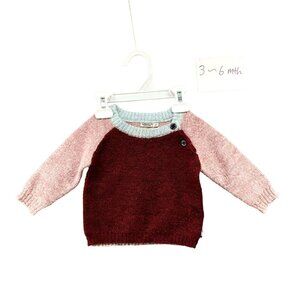 Imps & Elfs Baby 3-6M Girls Mohair Blend Sweater Pink Burgundy Knit Crewneck